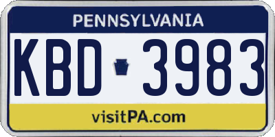 PA license plate KBD3983