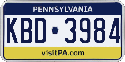 PA license plate KBD3984
