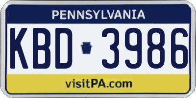 PA license plate KBD3986