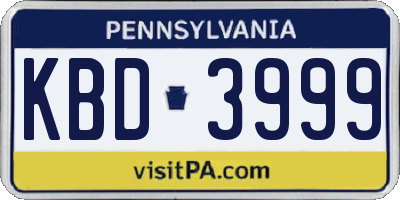PA license plate KBD3999
