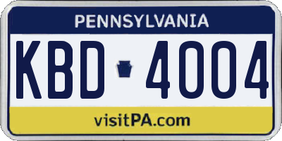 PA license plate KBD4004
