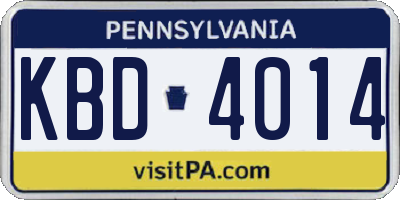 PA license plate KBD4014