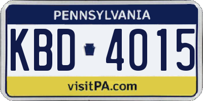 PA license plate KBD4015