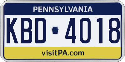 PA license plate KBD4018