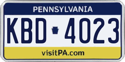 PA license plate KBD4023