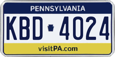 PA license plate KBD4024