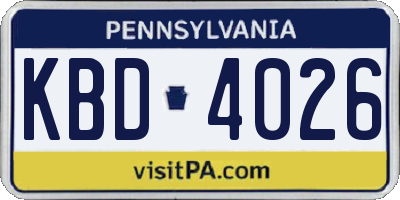 PA license plate KBD4026