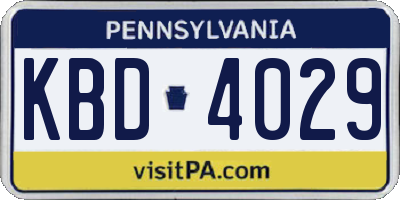 PA license plate KBD4029