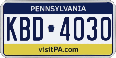 PA license plate KBD4030