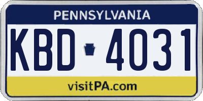 PA license plate KBD4031