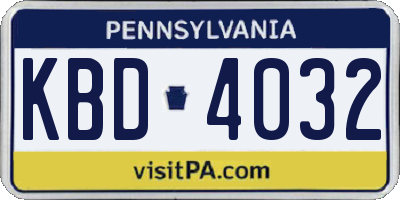 PA license plate KBD4032