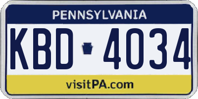 PA license plate KBD4034
