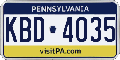 PA license plate KBD4035