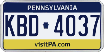 PA license plate KBD4037