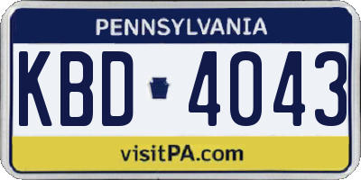 PA license plate KBD4043