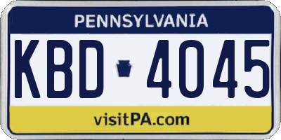 PA license plate KBD4045