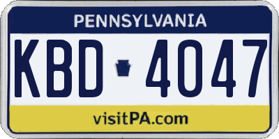 PA license plate KBD4047