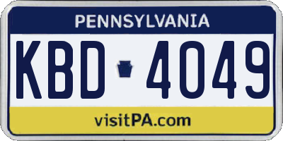 PA license plate KBD4049