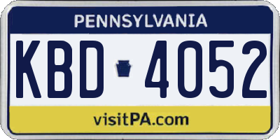 PA license plate KBD4052