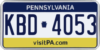 PA license plate KBD4053
