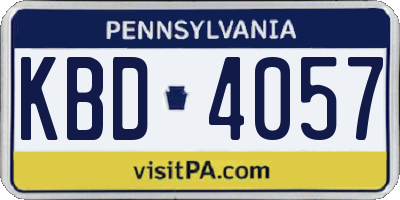 PA license plate KBD4057