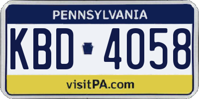 PA license plate KBD4058