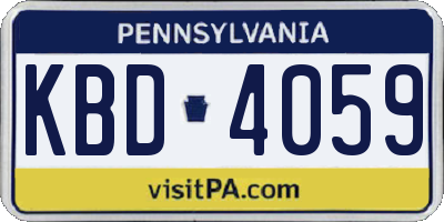 PA license plate KBD4059