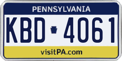 PA license plate KBD4061