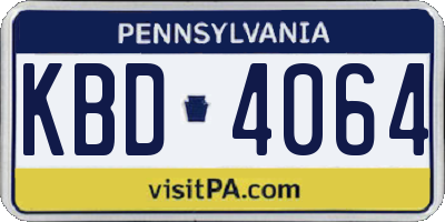 PA license plate KBD4064