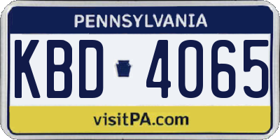 PA license plate KBD4065