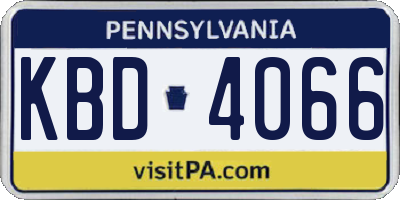 PA license plate KBD4066