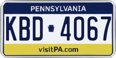 PA license plate KBD4067