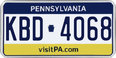 PA license plate KBD4068