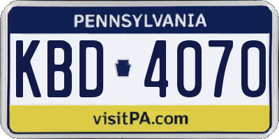 PA license plate KBD4070