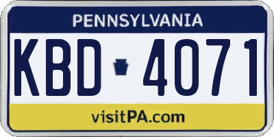PA license plate KBD4071