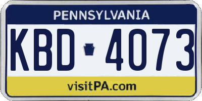 PA license plate KBD4073