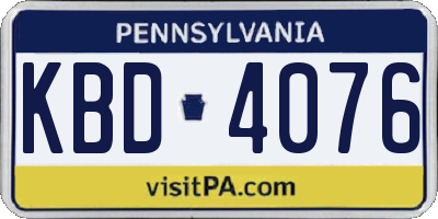 PA license plate KBD4076