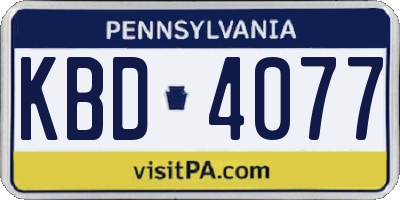 PA license plate KBD4077