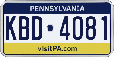 PA license plate KBD4081