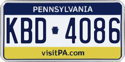 PA license plate KBD4086