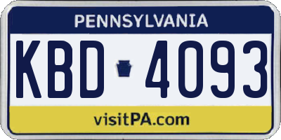 PA license plate KBD4093