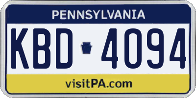 PA license plate KBD4094