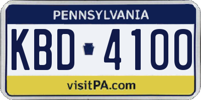 PA license plate KBD4100