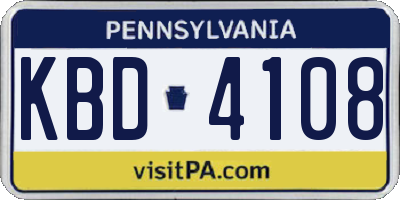 PA license plate KBD4108