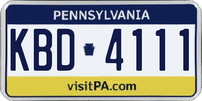 PA license plate KBD4111