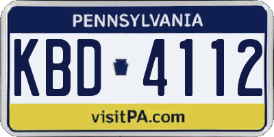 PA license plate KBD4112