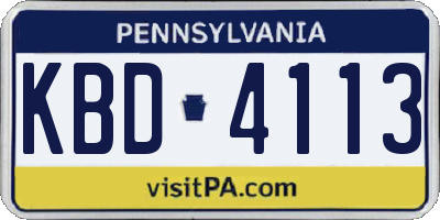 PA license plate KBD4113