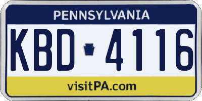 PA license plate KBD4116