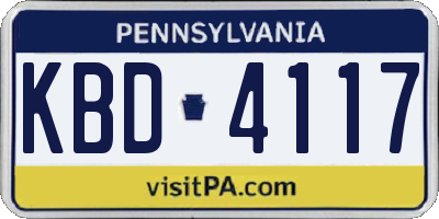 PA license plate KBD4117