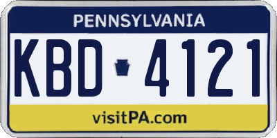 PA license plate KBD4121